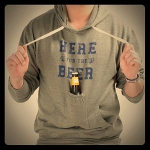 NWOT Beer Hoodie Sweatshirt with Beer Pouch